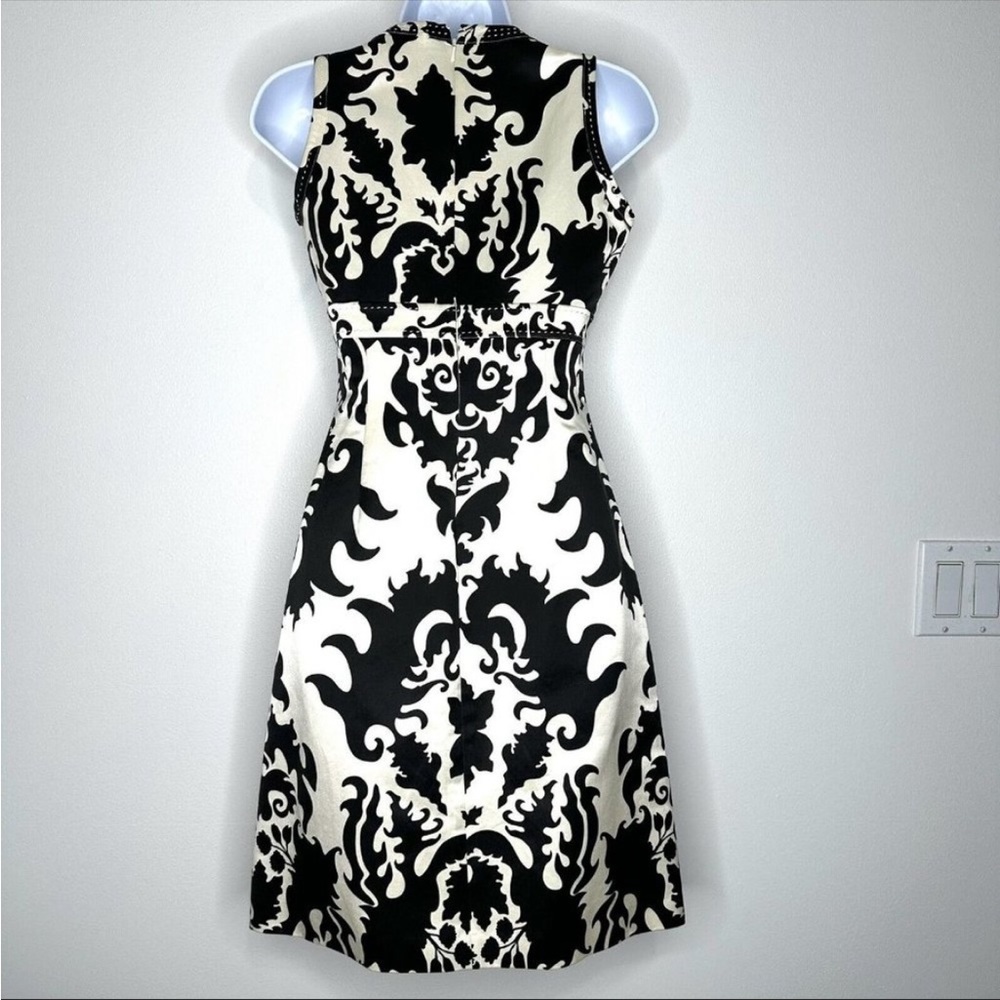 Tory Burch Ivory & Black Silk Blend Empire Waist Dress Size 2 Cocktail